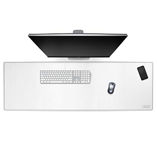Cacoy 120x40 cm Groß Gaming-Mauspad, Erweitertes PU Leder Schreibtischunterlage, Doppelseitige Wasserdichte Multifunktionales Unterlage Schreibtisch aus Leder für Büro und Zuhause, Weiß von Cacoy