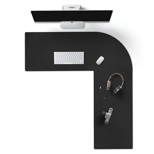 Cacoy L-förmiger Schreibtischunterlage, PU Leder Eckschreibtisch Tischunterlage, Gaming-Mauspad, L Form Eck-Computer-Schreibtischmatte, (90+100) x33cm (Schwarz) von Cacoy