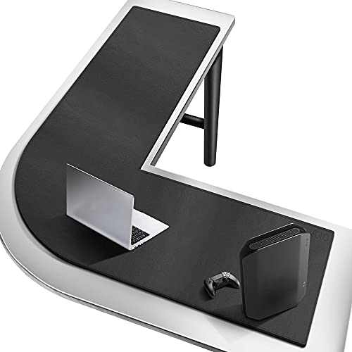 Cacoy L-förmiges Schreibtischpad, (137+150) x40cm Eck-Computertischmatte aus PU-Leder, Gaming-Mauspad Wasserdichte Tischschutzhülle für Heim und Büro (Schwarz) von Cacoy