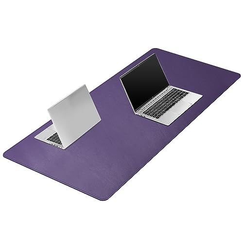 Cacoy PU-Leder Schreibtischunterlage, 120x60cm Tischunterlage, Doppelseitig Gaming-Mauspad, wasserdichte Schreibunterlage aus Leder für Büro und Heimbereich (Violett) von Cacoy