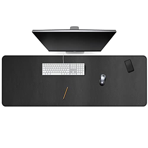 Cacoy 150x50 cm Schreibtischunterlage aus Leder, Office Mauspads, Groß Gaming-Mauspad XXL, Wasserdichte Leder Tischunterlage Unterlage Schreibtisch, Multifunktions Büro Schreibmatte (Schwarz) von Cacoy