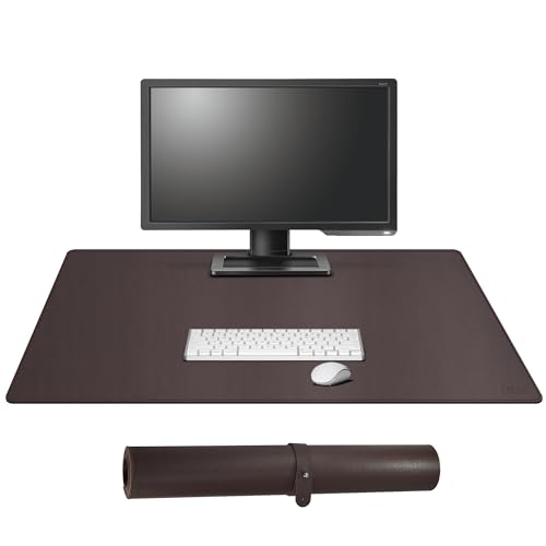 Cacoy 900x500 mm Schreibtischunterlage aus Leder, Große Mauspad XXL für Büro und Zuhause, Wasserdichter Computer Unterlage Schreibtisch, Multifunktional PU-Leder Schreibtischmatte (Braun) von Cacoy