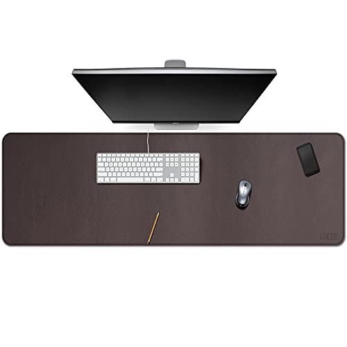 Cacoy Übergröße Mauspad Gaming, 140x40cm PU Leder Office Mauspad - Wasserdicht Schreibmatte - Doppelseitiges Schreibtischunterlage, ideal für Büro und Zuhause (Braun) von Cacoy