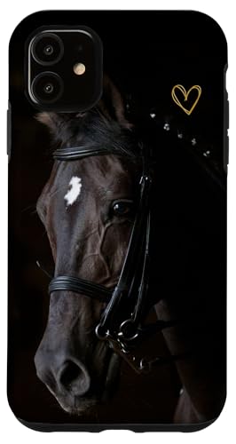 Hülle für iPhone 11 Motiv Pferdekopf schwarz mit einem schönen goldenen Liebesherz Hülle für iPhone 11 Motiv Pferdekopf schwarz mit einem schönen goldenen Liebesherz von Cadeau Cheval Personnalisé Avec Coeur D'Amour Doré