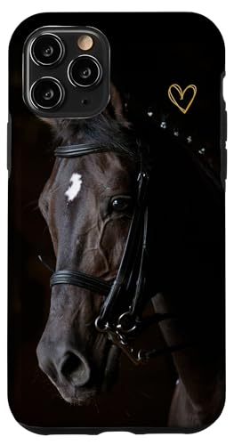 Hülle für iPhone 11 Pro Motiv Pferdekopf schwarz mit einem schönen goldenen Liebesherz Hülle für iPhone 11 Pro Motiv Pferdekopf schwarz mit einem schönen goldenen Liebesherz von Cadeau Cheval Personnalisé Avec Coeur D'Amour Doré