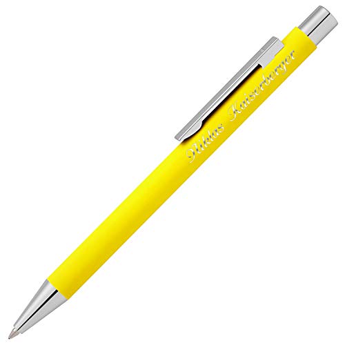 Cadenis Metall Kugelschreiber STRAIGHT SI matt gelb mit persönlicher Hochglanz-Gravur von Cadenis
