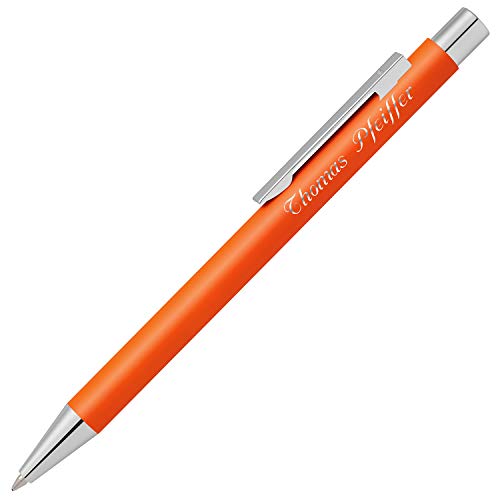 Cadenis Metall Kugelschreiber STRAIGHT SI matt orange mit persönlicher Hochglanz-Gravur von Cadenis