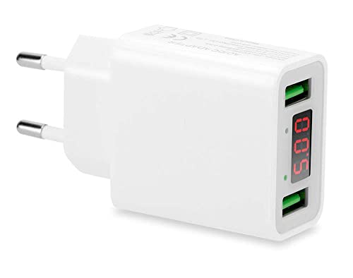 Cadorabo 2-Port USB Netzteil in WEIß - 11W 5V / 2.2A Ladegerät - Wandladegerät Ladeadapter Ladestecker mit Digitaler LED Anzeige und je 2 Anschlüssen kompatibel mit Smartphone, Tablet, Navi UVM. Cadorabo 2-Port USB Netzteil in WEIß - 11W 5V / 2.2A Ladegerät - Wandladegerät Ladeadapter Ladestecker mit Digitaler LED Anzeige und je 2 Anschlüssen kompatibel mit Smartphone, Tablet, Navi UVM. von Cadorabo