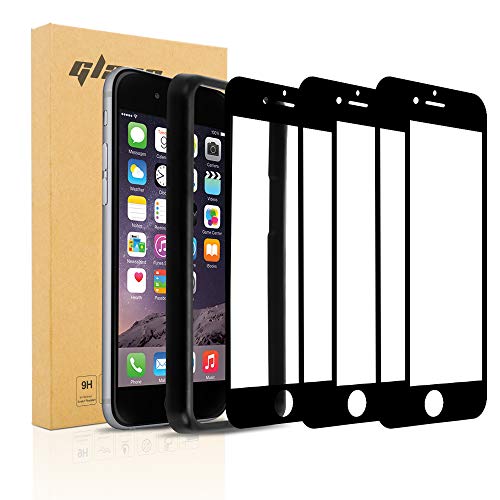 Cadorabo 3x Vollbild Tempered Glas kompatibel mit Apple iPhone 6 / 6S - Schutzfolie in TRANSPARENT mit SCHWARZ - 3er Pack Gehärtetes (Tempered) Display-Schutzglas mit Installationshilfe von Cadorabo