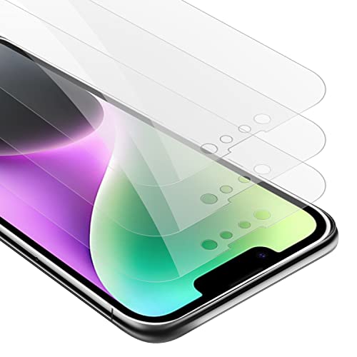 Cadorabo 3x Panzer Schutz Glas für Apple iPhone 14-3 Stück Schutzfolie in Ultra-Klar Hüllen freundlich - Gehärtetes (Tempered) Glas Dipslayschutz Folie in 9H Härte Anti Kratzer von Cadorabo