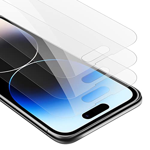 Cadorabo 3x Panzer Schutz Glas für Apple iPhone 14 PRO MAX - 3 Stück Schutzfolie in Ultra-Klar Hüllen freundlich - Gehärtetes (Tempered) Glas Dipslayschutz Folie in 9H Härte Anti Kratzer von Cadorabo