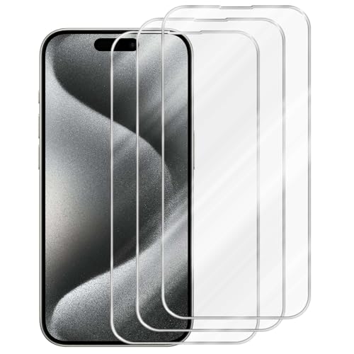 Cadorabo 3x Panzer Schutz Glas für Apple iPhone 15 PRO - 3 Stück Schutzfolie in Ultra-Klar Hüllen freundlich - Gehärtetes (Tempered) Glas Dipslayschutz Folie in 9H Härte Anti Kratzer von Cadorabo