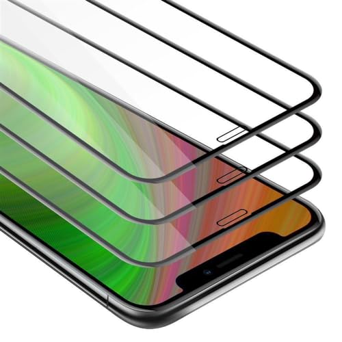 Cadorabo 3x Vollbild Panzer Folie kompatibel mit Apple iPhone XR - Schutzfolie in TRANSPARENT mit SCHWARZ - 3er Pack Gehärtetes (Tempered) Display-Schutzglas in 9H Härte mit 3D Touch von Cadorabo