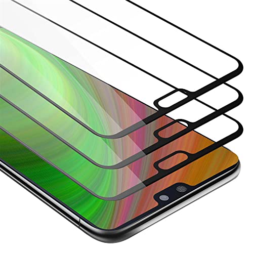 Cadorabo 3X Vollbild Panzer Folie kompatibel mit Huawei P20 - Schutzfolie in TRANSPARENT mit SCHWARZ - 3er Pack Gehärtetes (Tempered) Display-Schutzglas in 9H Härte mit 3D Touch von Cadorabo