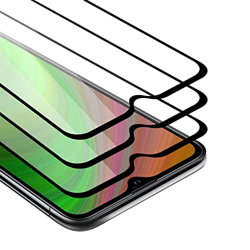 Cadorabo 3x Vollbild Panzer Folie kompatibel mit Samsung Galaxy A20s - Schutzfolie in TRANSPARENT mit SCHWARZ - 3er Pack Gehärtetes (Tempered) Display-Schutzglas in 9H Härte mit 3D Touch von Cadorabo