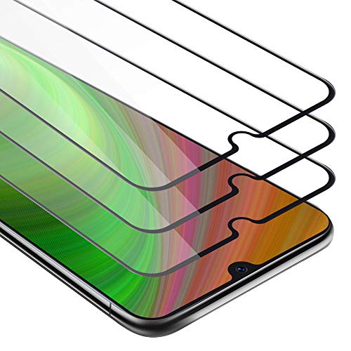 Cadorabo 3x Vollbild Panzer Folie kompatibel mit Samsung Galaxy A50 4G / A50s / A30s - Schutzfolie in TRANSPARENT mit SCHWARZ - 3x Gehärtetes (Tempered) Display-Schutzglas in 9H Härte mit 3D Touch von Cadorabo