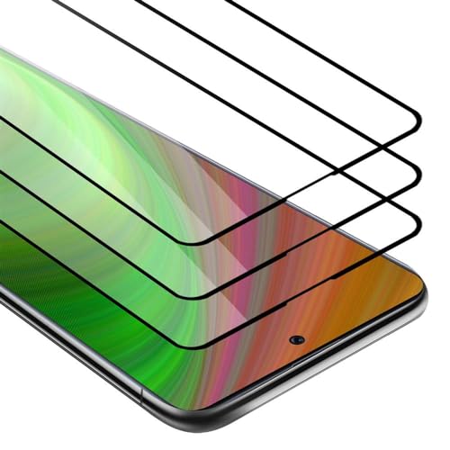Cadorabo 3x Vollbild Panzer Folie kompatibel mit Samsung Galaxy A71 4G - Schutzfolie in TRANSPARENT mit SCHWARZ - 3er Pack Gehärtetes (Tempered) Display-Schutzglas in 9H Härte mit 3D Touch von Cadorabo