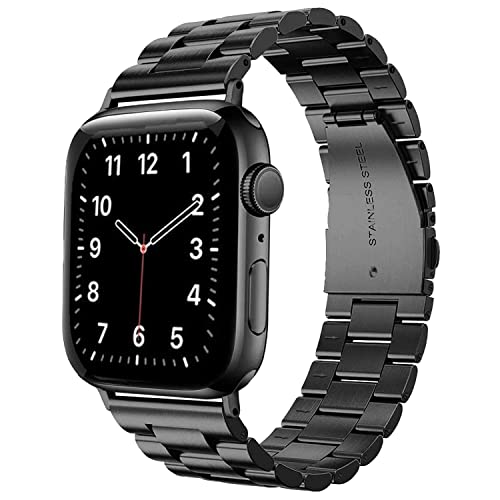 Cadorabo Edelstahl Armband kompatibel mit Apple Watch (Series 7/8) 45mm, (SE/Series 4/5 / 6) 44mm und (Series 1/2 / 3) 42mm in SCHWARZ - Ersatzarmband passend für Ihre Smartwatch von Cadorabo