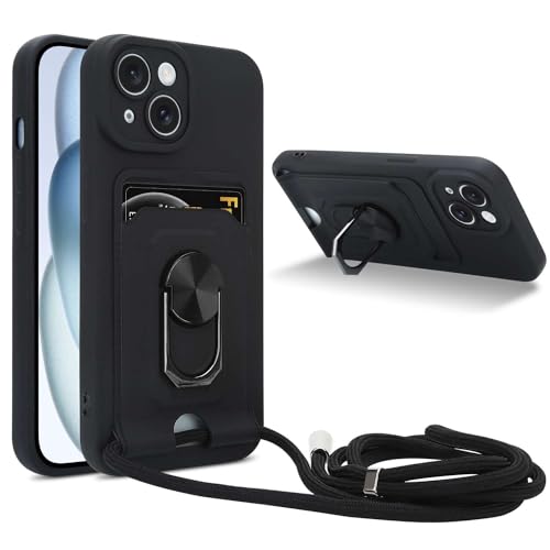 Cadorabo Handy Kette mit Standfunktion kompatibel mit Apple iPhone 15 Plus in SCHWARZ - Silikon Schutzhülle mit verstellbaren Kordel Band Cadorabo Handy Kette mit Standfunktion kompatibel mit Apple iPhone 15 Plus in SCHWARZ - Silikon Schutzhülle mit verstellbaren Kordel Band von Cadorabo
