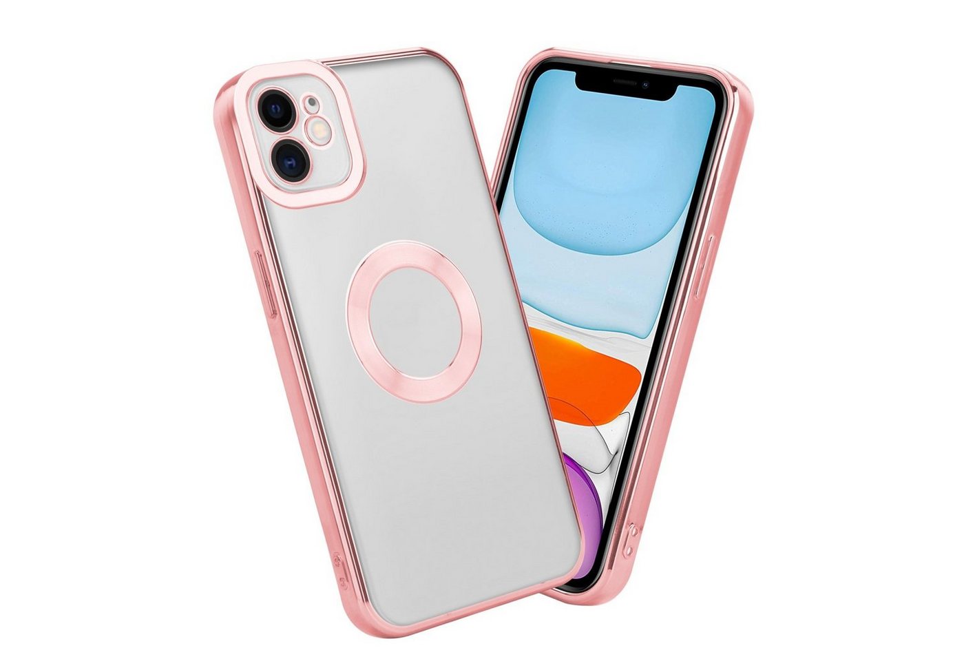 Cadorabo Handyhülle Apple iPhone 11 Apple iPhone 11, Schutzhülle - TPU Silikon Hülle - mit Chrome Applikation von Cadorabo