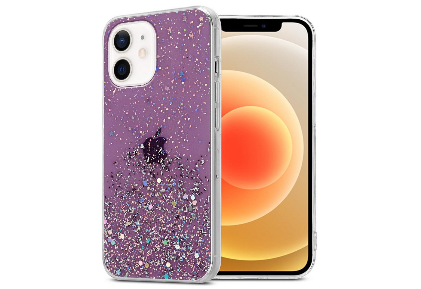 Cadorabo Handyhülle Apple iPhone 12 MINI Apple iPhone 12 MINI, Flexible TPU Silikon Handy Schutzhülle - Hülle - mit Glitzer von Cadorabo