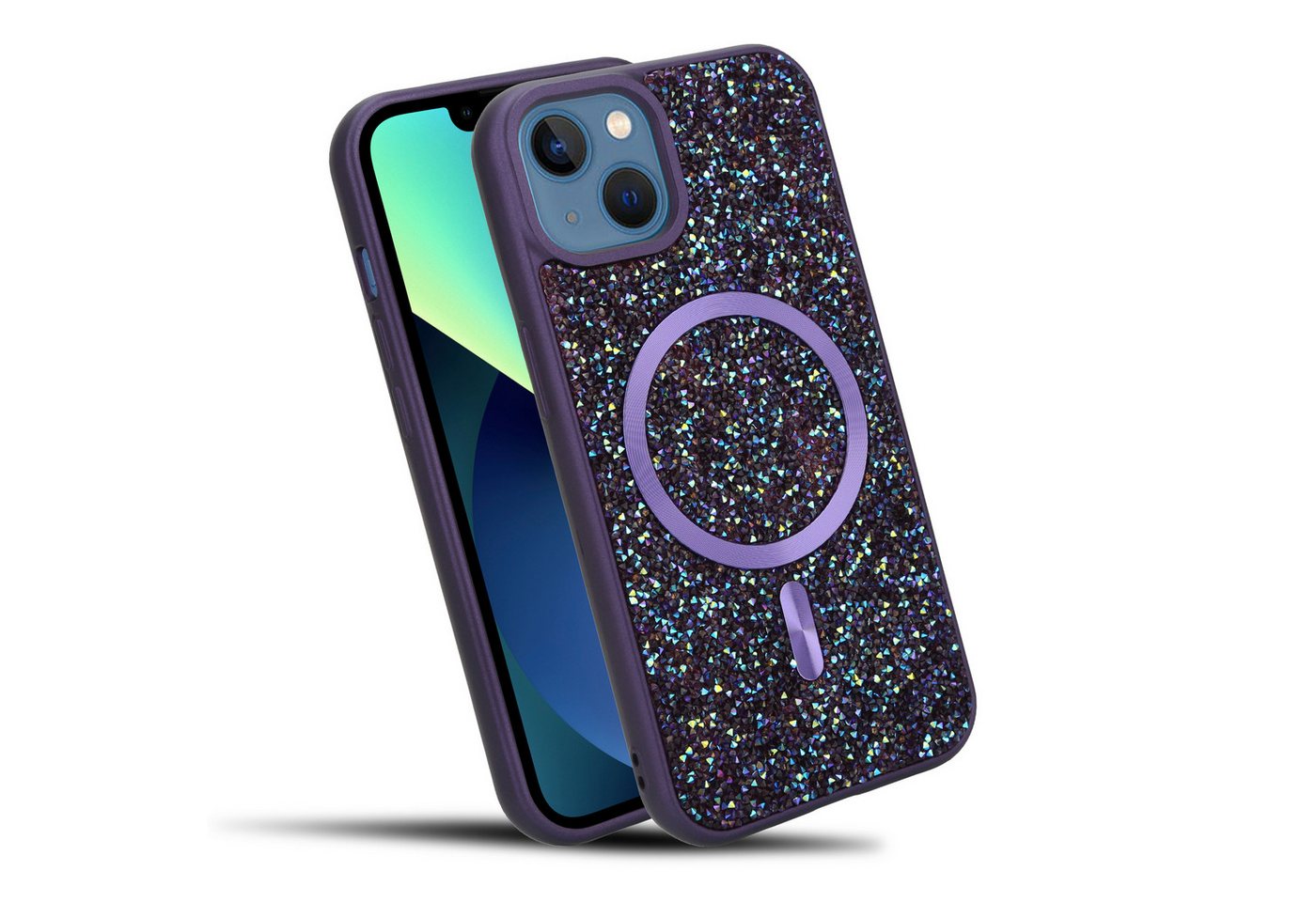 Cadorabo Handyhülle Apple iPhone 13 / 14, Hülle Schutzhülle Case Cover kompatibel mit Magsafe Diamant Glitzer Cadorabo Handyhülle Apple iPhone 13 / 14, Hülle Schutzhülle Case Cover kompatibel mit Magsafe Diamant Glitzer von Cadorabo