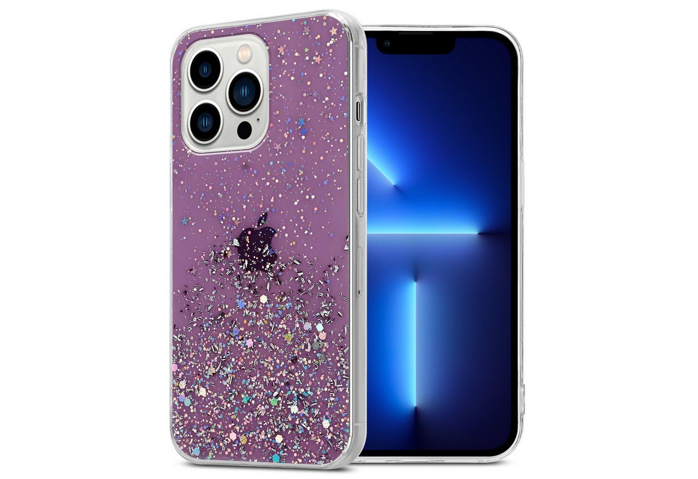 Cadorabo Handyhülle Apple iPhone 13 PRO Apple iPhone 13 PRO, Flexible TPU Silikon Handy Schutzhülle - Hülle - mit Glitzer von Cadorabo