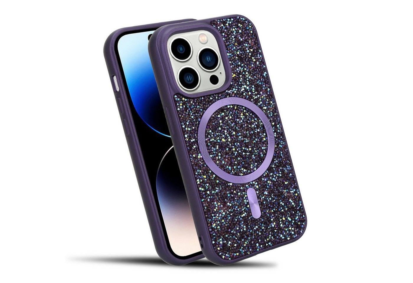 Cadorabo Handyhülle Apple iPhone 14 PRO MAX, Hülle Schutzhülle Case Cover kompatibel mit Magsafe Diamant Glitzer Cadorabo Handyhülle Apple iPhone 14 PRO MAX, Hülle Schutzhülle Case Cover kompatibel mit Magsafe Diamant Glitzer von Cadorabo
