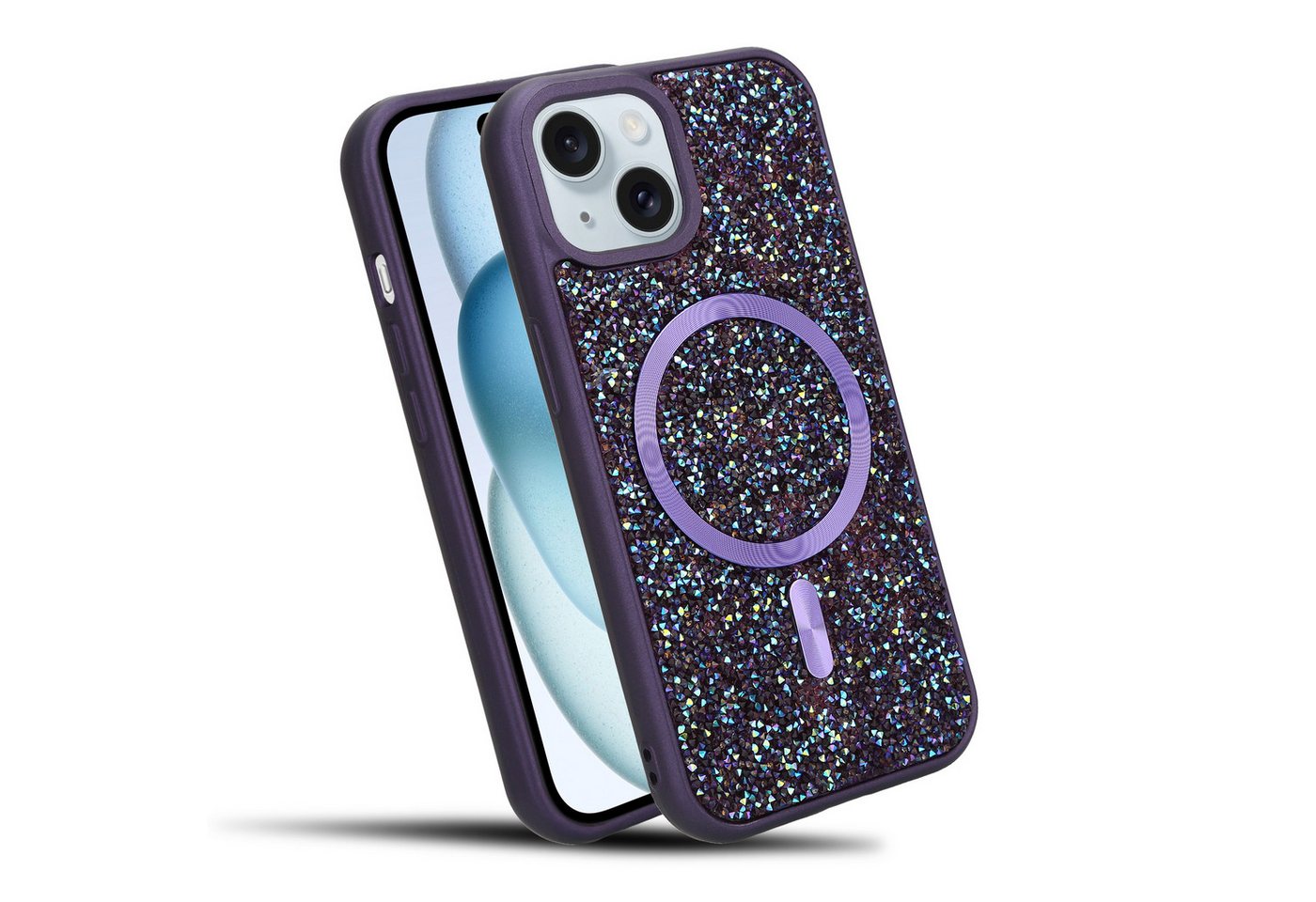 Cadorabo Handyhülle Apple iPhone 15, Hülle Schutzhülle Case Cover kompatibel mit Magsafe Diamant Glitzer Cadorabo Handyhülle Apple iPhone 15, Hülle Schutzhülle Case Cover kompatibel mit Magsafe Diamant Glitzer von Cadorabo