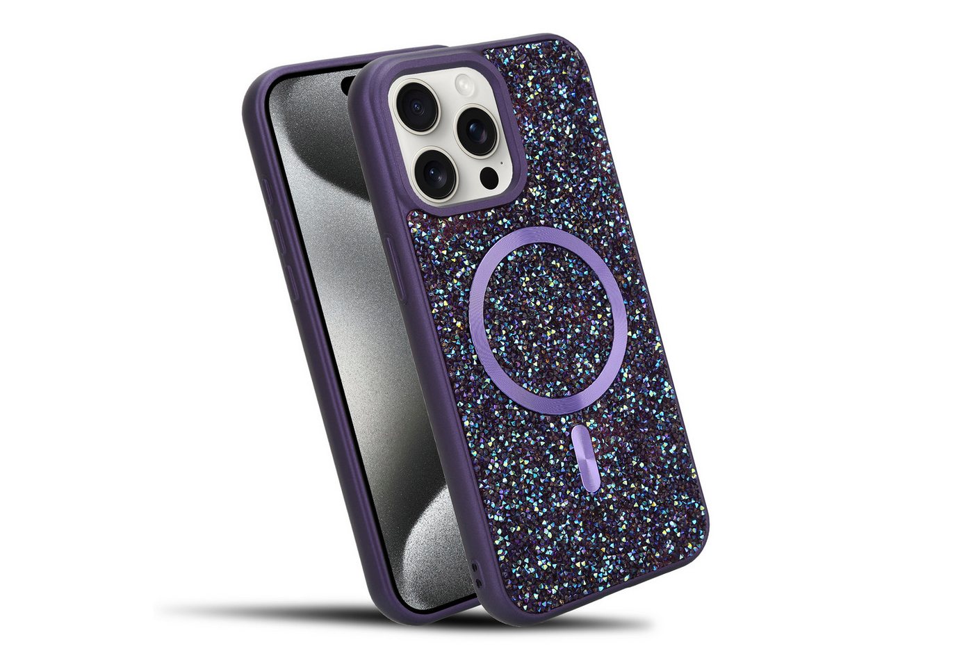 Cadorabo Handyhülle Apple iPhone 15 PRO, Hülle Schutzhülle Case Cover kompatibel mit Magsafe Diamant Glitzer Cadorabo Handyhülle Apple iPhone 15 PRO, Hülle Schutzhülle Case Cover kompatibel mit Magsafe Diamant Glitzer von Cadorabo