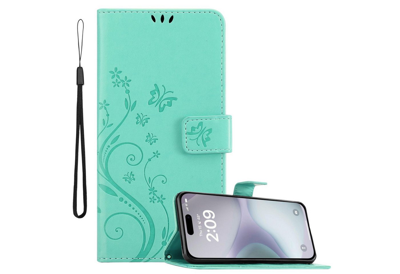 Cadorabo Handyhülle für iPhone 16 PLUS Hülle Apple iPhone 16 PLUS, Hülle Schutzhülle Blumen Flower mit Standfunktion Kartenfach Magnet Cadorabo Handyhülle für iPhone 16 PLUS Hülle Apple iPhone 16 PLUS, Hülle Schutzhülle Blumen Flower mit Standfunktion Kartenfach Magnet von Cadorabo