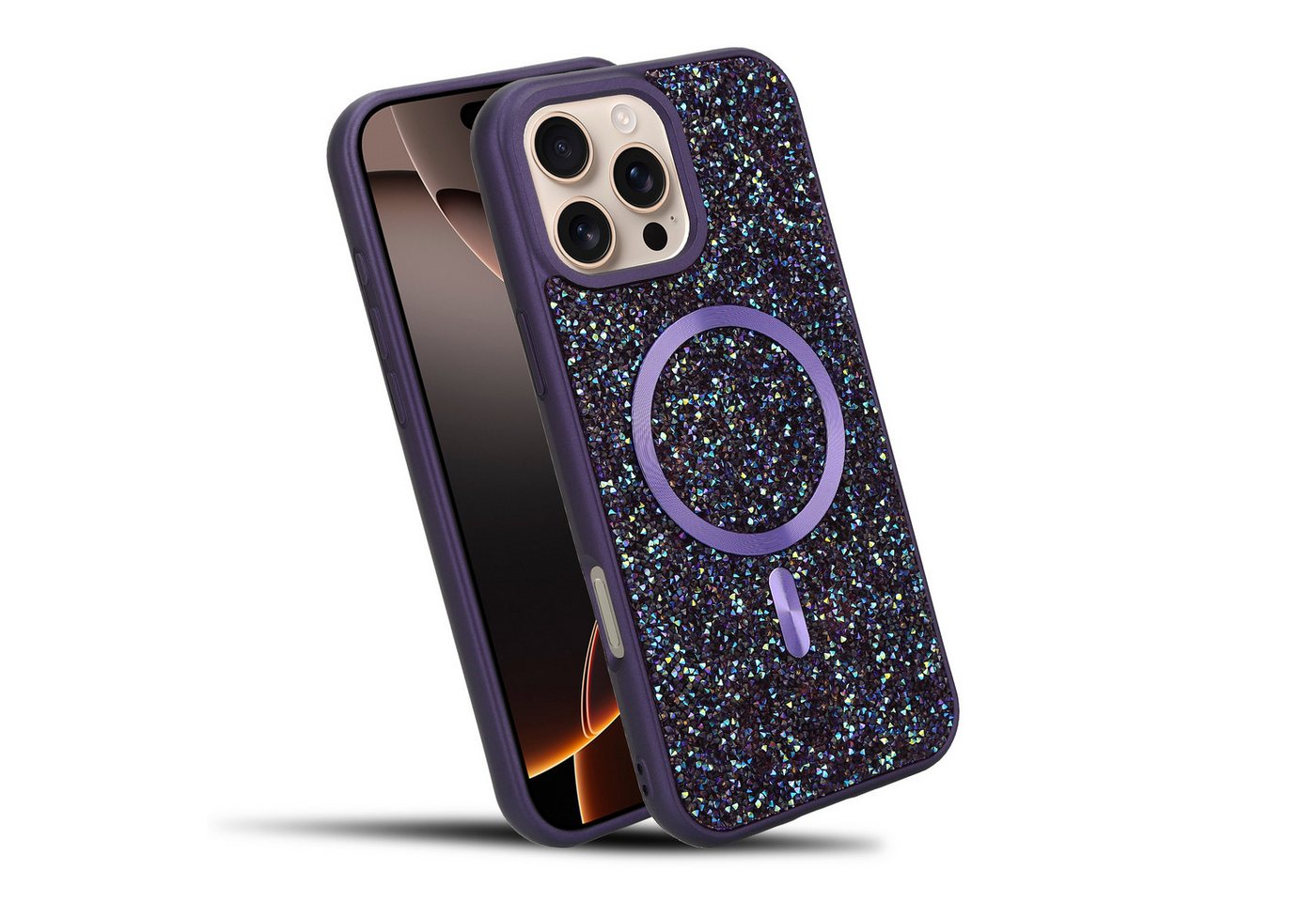 Cadorabo Handyhülle Apple iPhone 16 PRO MAX, Hülle Schutzhülle Case Cover kompatibel mit Magsafe Diamant Glitzer Cadorabo Handyhülle Apple iPhone 16 PRO MAX, Hülle Schutzhülle Case Cover kompatibel mit Magsafe Diamant Glitzer von Cadorabo