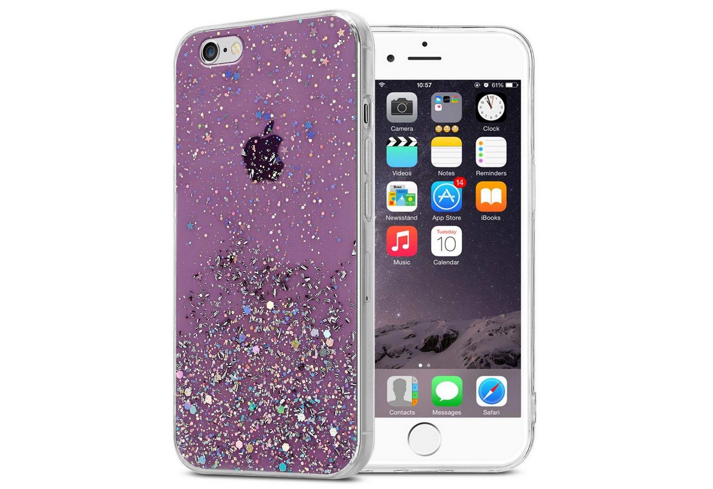 Cadorabo Handyhülle Apple iPhone 6 / 6S Apple iPhone 6 / 6S, Flexible TPU Silikon Handy Schutzhülle - Hülle - mit Glitzer von Cadorabo