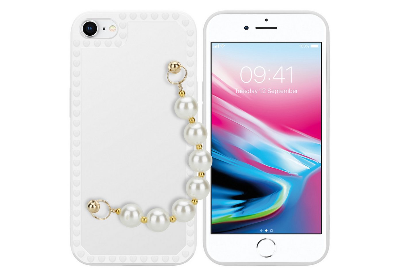 Cadorabo Handyhülle für iPhone 7 / 7S / 8 / SE 2020 Hülle Apple iPhone 7 / 7S / 8 / SE 2020, Schutzhülle - mit Handgelenk Kette - TPU Silikon - Bumper Cadorabo Handyhülle für iPhone 7 / 7S / 8 / SE 2020 Hülle Apple iPhone 7 / 7S / 8 / SE 2020, Schutzhülle - mit Handgelenk Kette - TPU Silikon - Bumper von Cadorabo