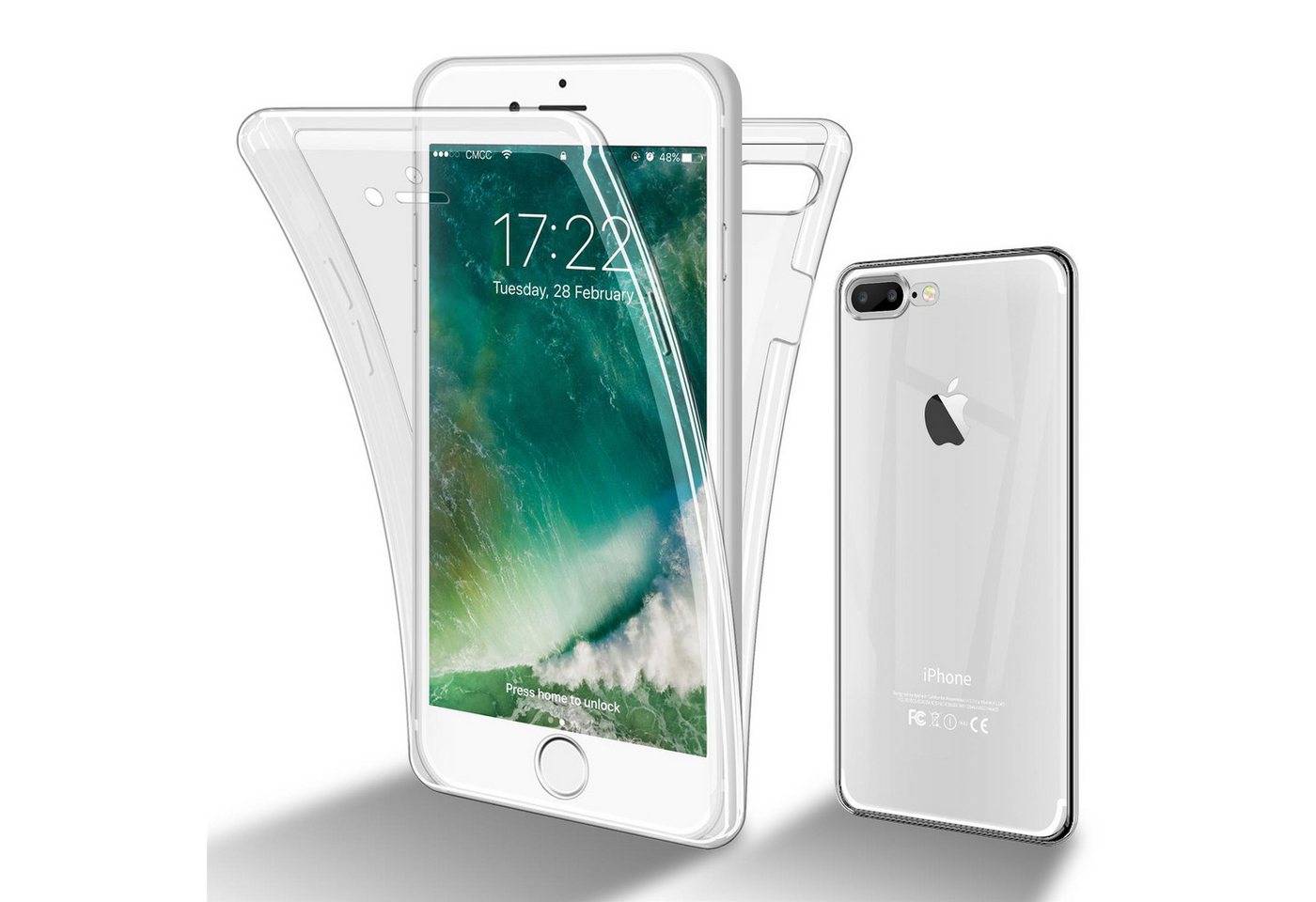 Cadorabo Handyhülle für Apple iPhone 7 PLUS / 7S PLUS / 8 PLUS Hülle Apple iPhone 7 PLUS / 7S PLUS / 8 PLUS, Flexible Case Handy Schutzhülle - Hülle - Back Cover 360° Grad Cadorabo Handyhülle für Apple iPhone 7 PLUS / 7S PLUS / 8 PLUS Hülle Apple iPhone 7 PLUS / 7S PLUS / 8 PLUS, Flexible Case Handy Schutzhülle - Hülle - Back Cover 360° Grad von Cadorabo