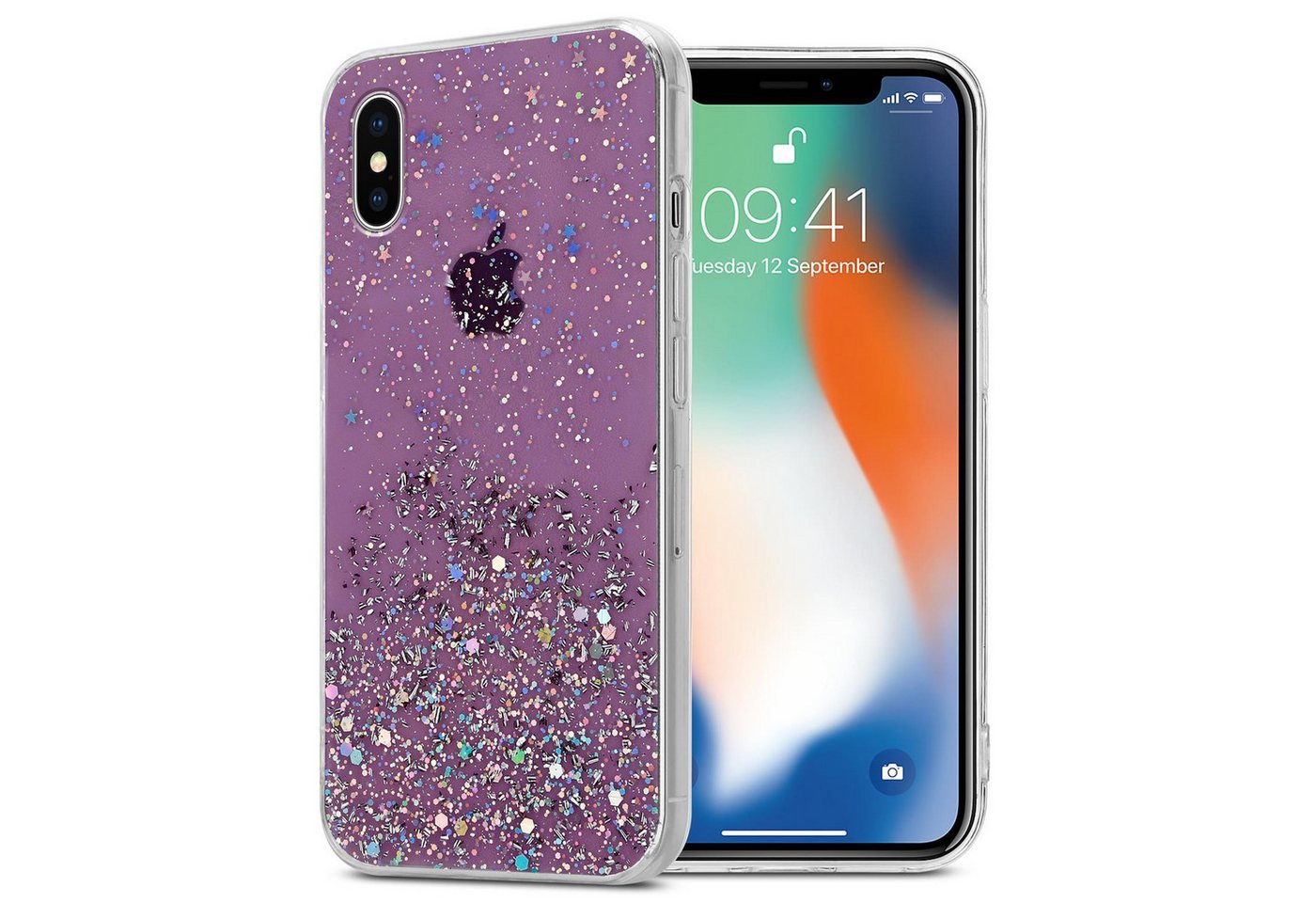 Cadorabo Handyhülle für iPhone X / XS Hülle Apple iPhone X / XS, Flexible TPU Silikon Handy Schutzhülle - Hülle - mit Glitzer Cadorabo Handyhülle für iPhone X / XS Hülle Apple iPhone X / XS, Flexible TPU Silikon Handy Schutzhülle - Hülle - mit Glitzer von Cadorabo