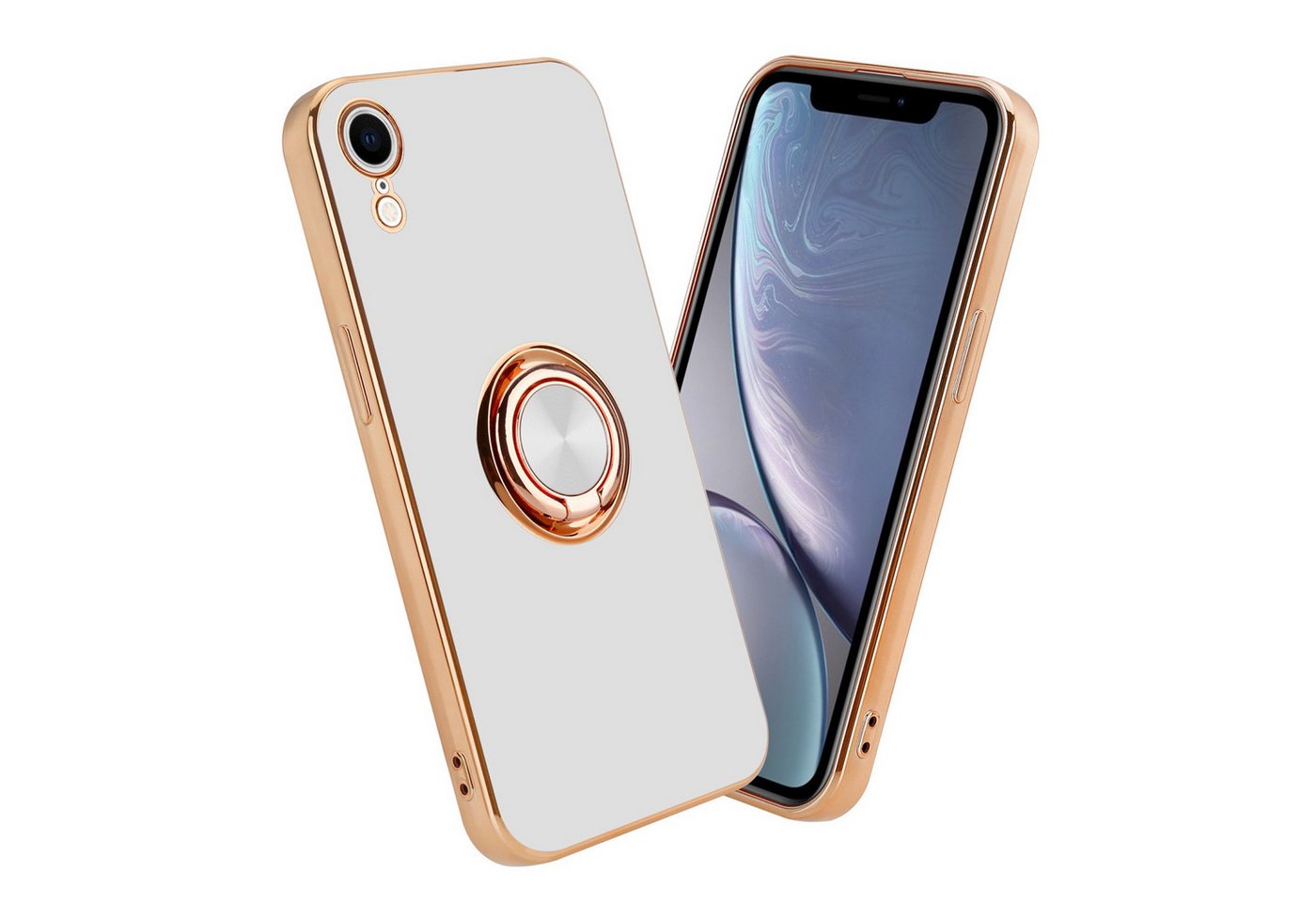 Cadorabo Handyhülle für iPhone XR Hülle Apple iPhone XR, Schutzhülle - TPU Silikon Hülle - mit Kameraschutz und Ring Cadorabo Handyhülle für iPhone XR Hülle Apple iPhone XR, Schutzhülle - TPU Silikon Hülle - mit Kameraschutz und Ring von Cadorabo