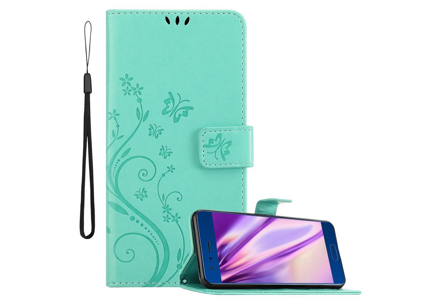 Cadorabo Handyhülle für Honor 9 Hülle Honor 9, Hülle Schutzhülle Blumen Flower mit Standfunktion Kartenfach Magnet Cadorabo Handyhülle für Honor 9 Hülle Honor 9, Hülle Schutzhülle Blumen Flower mit Standfunktion Kartenfach Magnet von Cadorabo