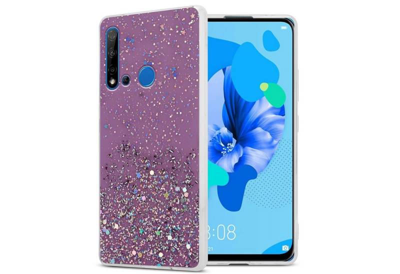 Cadorabo Handyhülle Huawei NOVA 5i / P20 LITE 2019 Huawei NOVA 5i / P20 LITE 2019, Flexible TPU Silikon Handy Schutzhülle - Hülle - mit Glitzer von Cadorabo