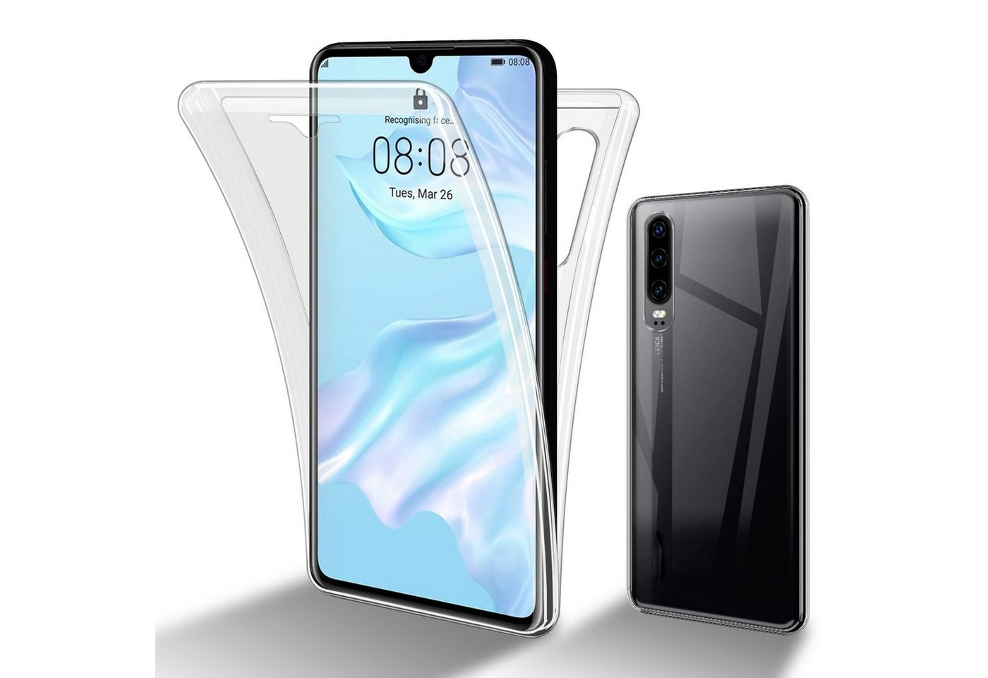 Cadorabo Handyhülle Huawei P30 Huawei P30, Flexible Case Handy Schutzhülle - Hülle - Back Cover 360° Grad von Cadorabo