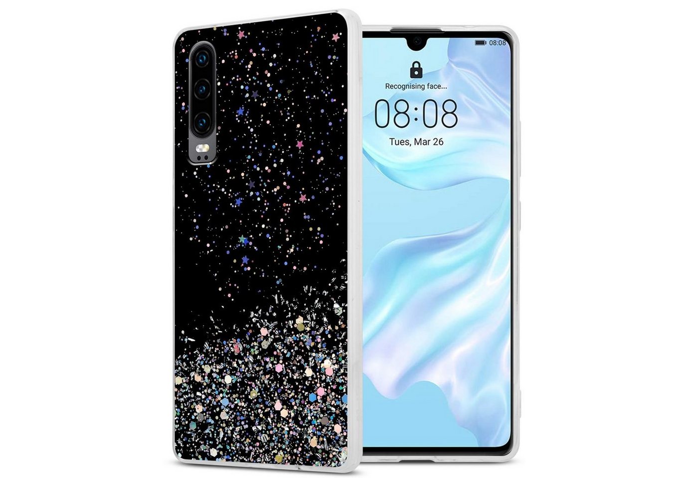 Cadorabo Handyhülle für Huawei P30 Hülle Huawei P30, Flexible TPU Silikon Handy Schutzhülle - Hülle - mit Glitzer Cadorabo Handyhülle für Huawei P30 Hülle Huawei P30, Flexible TPU Silikon Handy Schutzhülle - Hülle - mit Glitzer von Cadorabo
