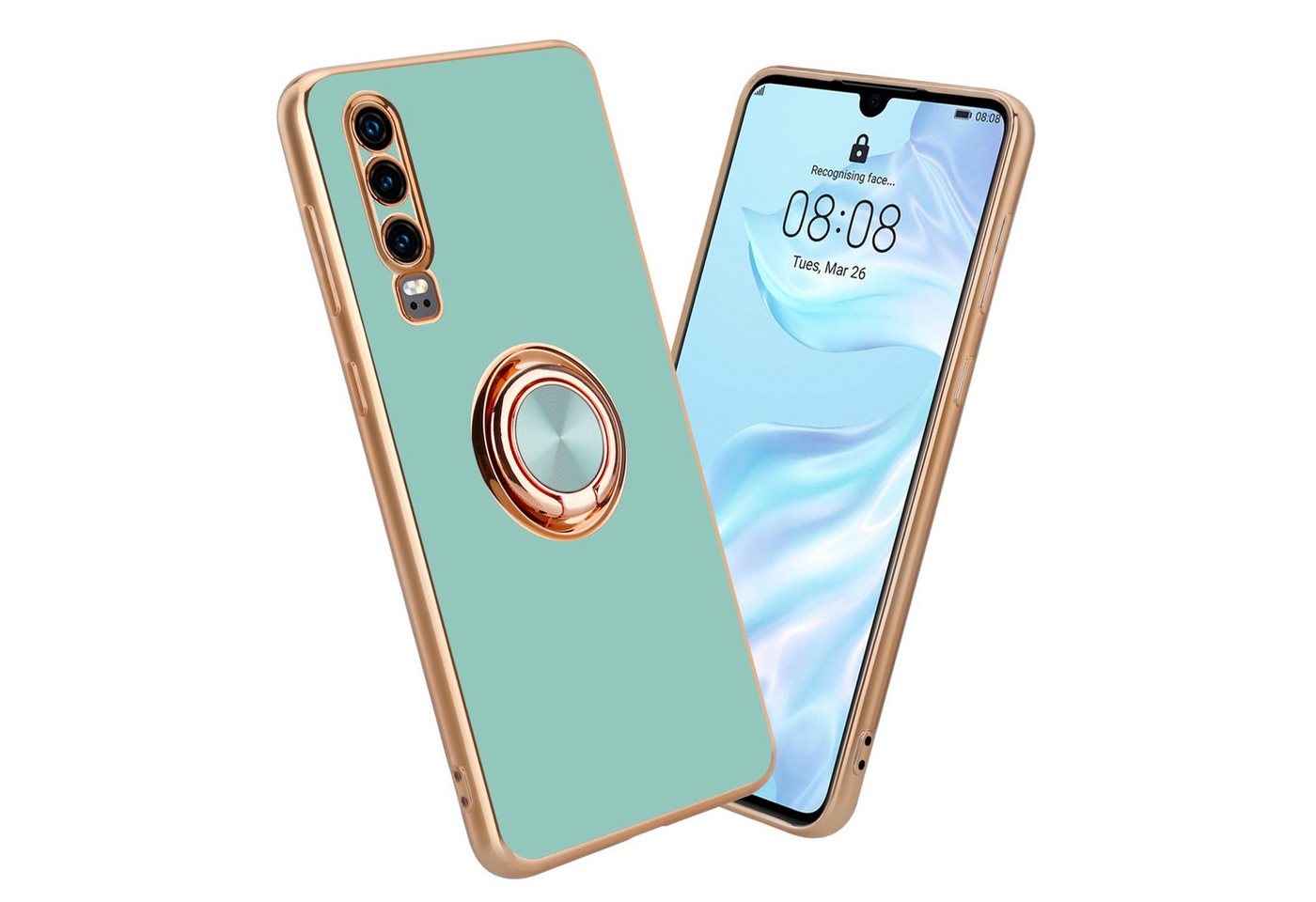 Cadorabo Handyhülle für Huawei P30 Hülle Huawei P30, Schutzhülle - TPU Silikon Hülle - mit Kameraschutz und Ring Cadorabo Handyhülle für Huawei P30 Hülle Huawei P30, Schutzhülle - TPU Silikon Hülle - mit Kameraschutz und Ring von Cadorabo