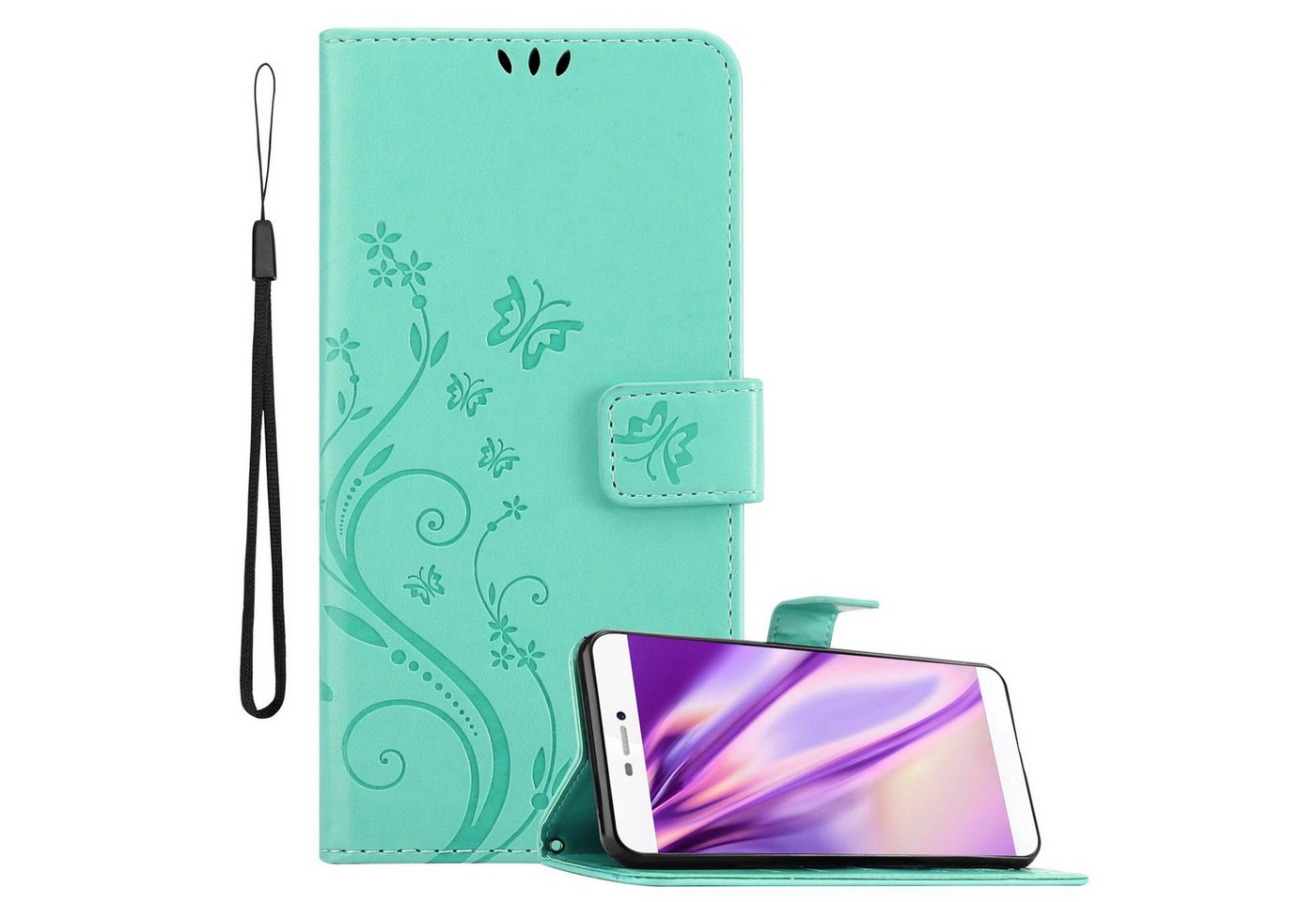 Cadorabo Handyhülle für Huawei P8 Hülle Huawei P8, Hülle Schutzhülle Blumen Flower mit Standfunktion Kartenfach Magnet Cadorabo Handyhülle für Huawei P8 Hülle Huawei P8, Hülle Schutzhülle Blumen Flower mit Standfunktion Kartenfach Magnet von Cadorabo