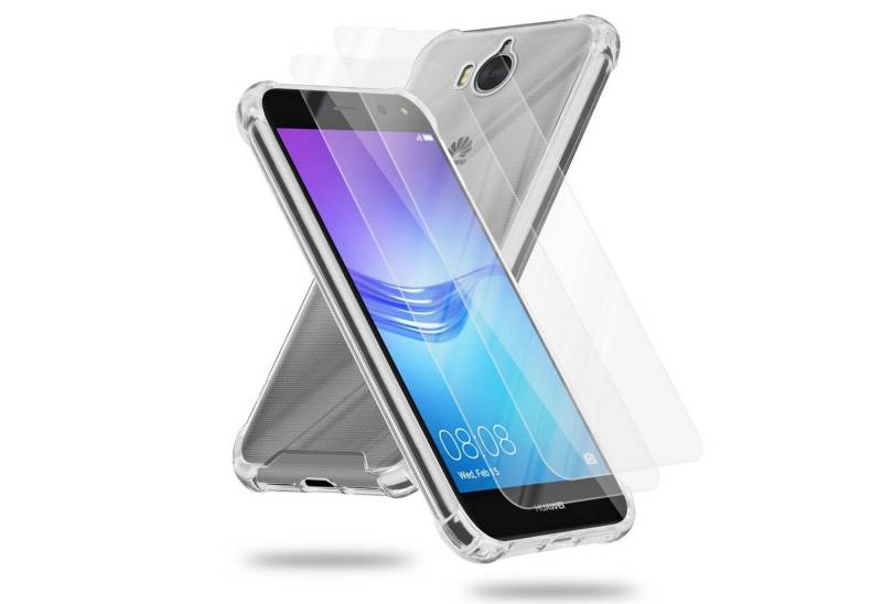 Cadorabo Handyhülle für Huawei Y5 2017 / Y6 2017 Hülle Huawei Y5 2017 / Y6 2017, Hülle und 2x Tempered Schutzglas - Schutzhülle - Cover Case von Cadorabo