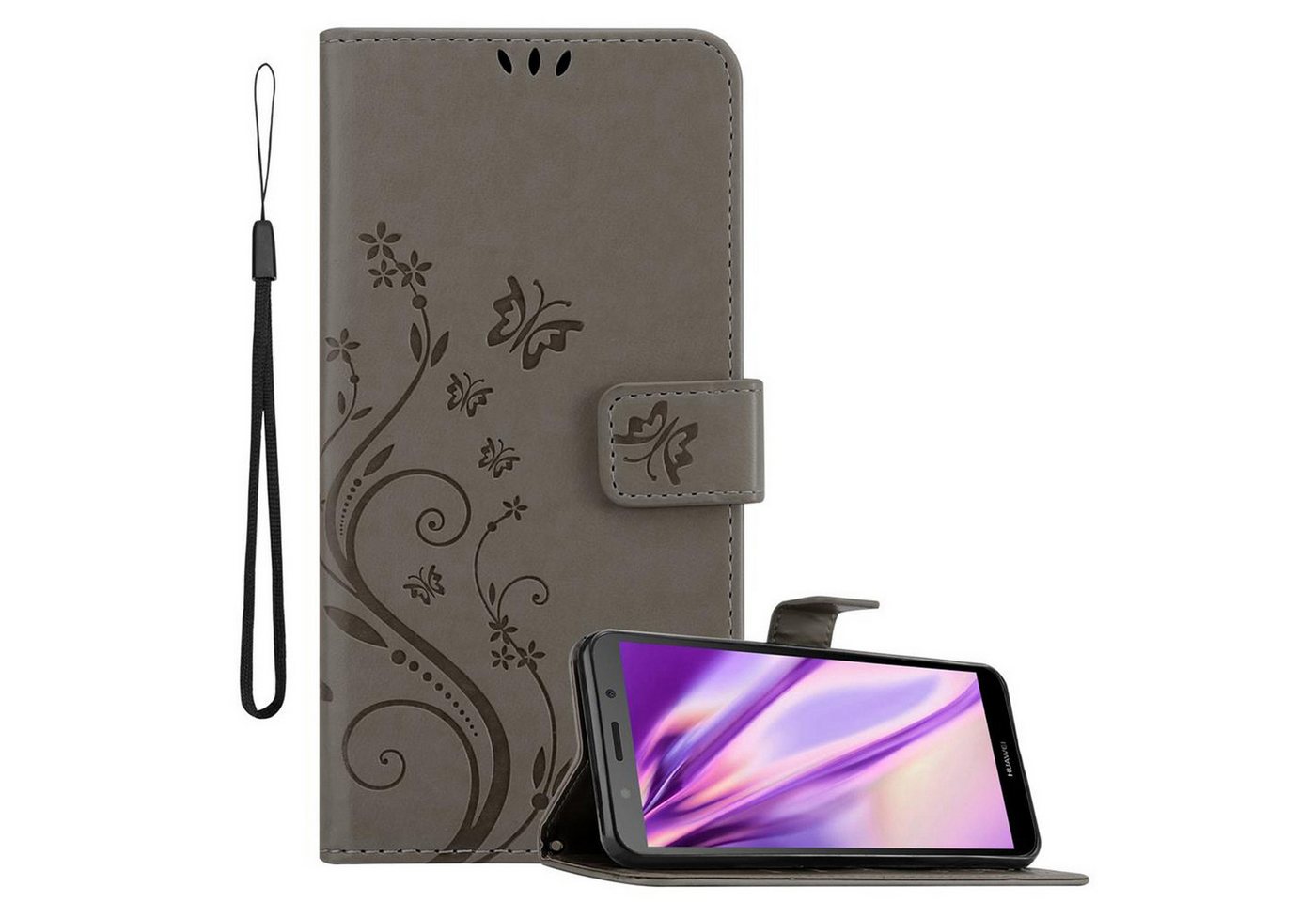 Cadorabo Handyhülle für Huawei Y5 PRIME 2018 / Y5 2018 Hülle Huawei Y5 PRIME 2018 / Y5 2018, Hülle Schutzhülle Blumen Flower mit Standfunktion Kartenfach Magnet Cadorabo Handyhülle für Huawei Y5 PRIME 2018 / Y5 2018 Hülle Huawei Y5 PRIME 2018 / Y5 2018, Hülle Schutzhülle Blumen Flower mit Standfunktion Kartenfach Magnet von Cadorabo