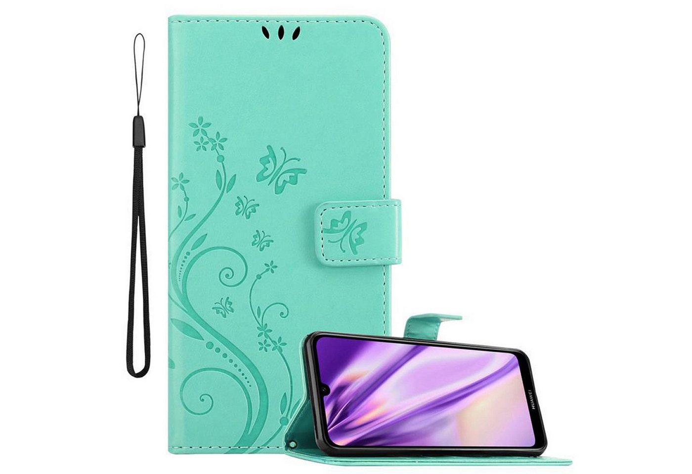 Cadorabo Handyhülle für Huawei Y6 2019 Hülle Huawei Y6 2019, Hülle Schutzhülle Blumen Flower mit Standfunktion Kartenfach Magnet Cadorabo Handyhülle für Huawei Y6 2019 Hülle Huawei Y6 2019, Hülle Schutzhülle Blumen Flower mit Standfunktion Kartenfach Magnet von Cadorabo