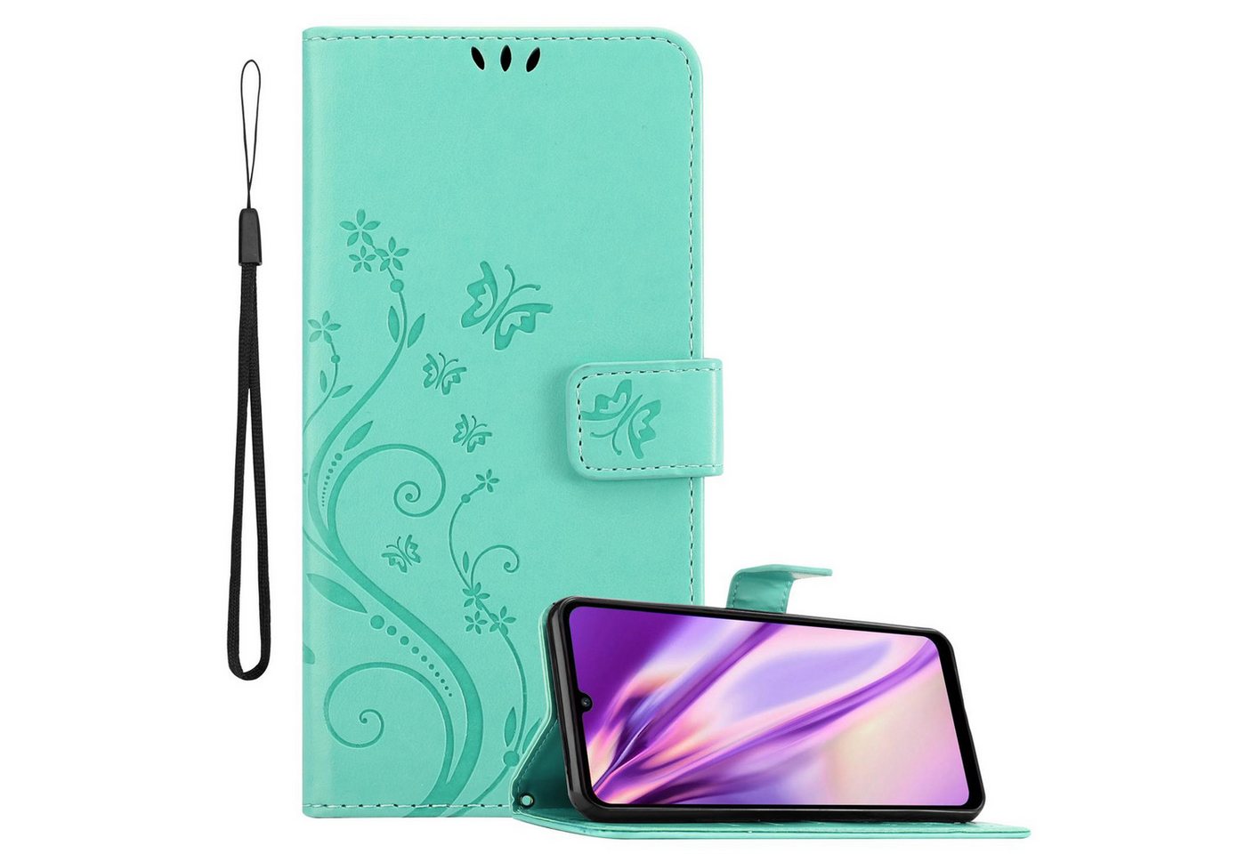 Cadorabo Handyhülle für Huawei Y6P Hülle Huawei Y6P, Hülle Schutzhülle Blumen Flower mit Standfunktion Kartenfach Magnet Cadorabo Handyhülle für Huawei Y6P Hülle Huawei Y6P, Hülle Schutzhülle Blumen Flower mit Standfunktion Kartenfach Magnet von Cadorabo