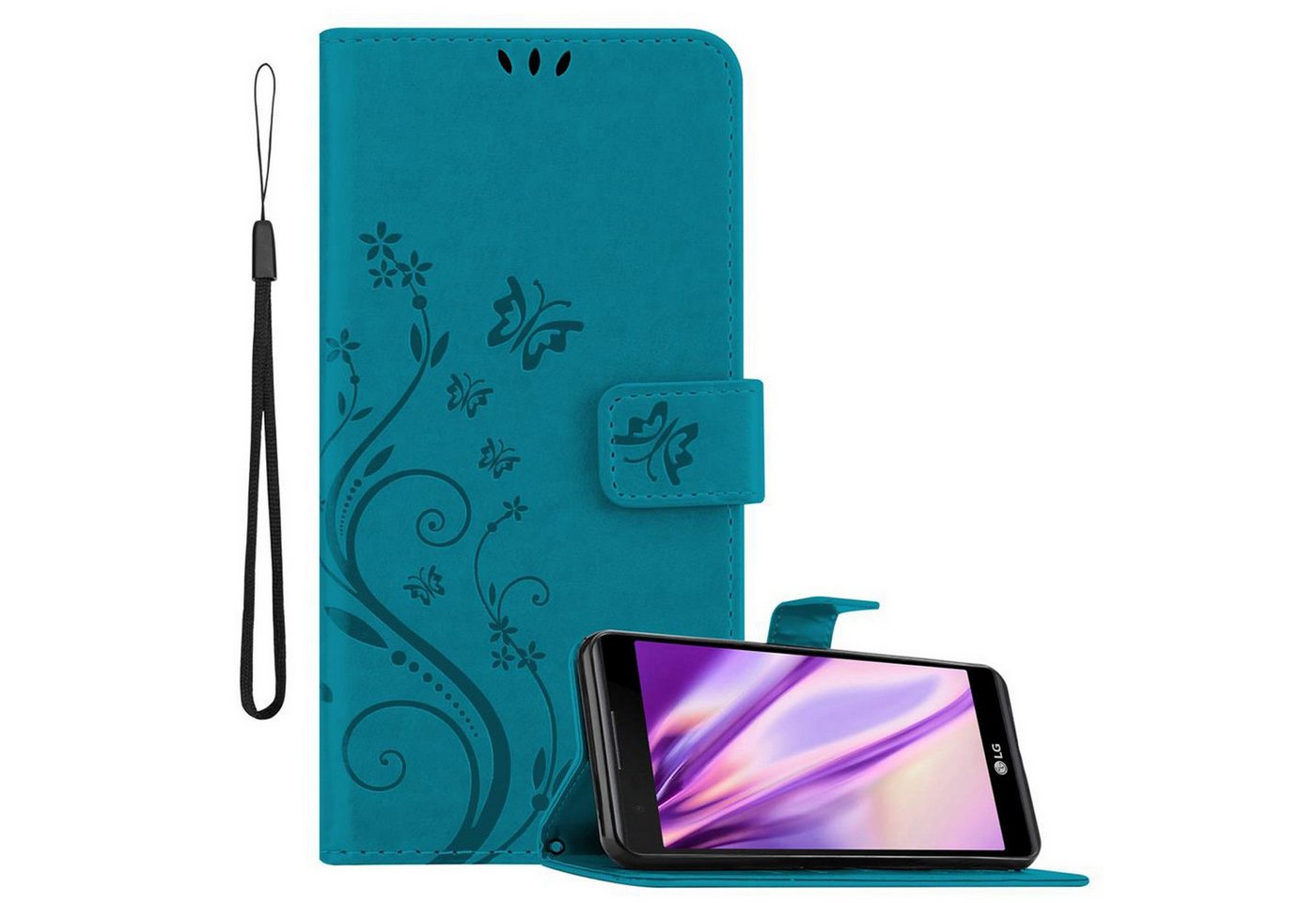 Cadorabo Handyhülle für LG X POWER Hülle LG X POWER, Hülle Schutzhülle Blumen Flower mit Standfunktion Kartenfach Magnet Cadorabo Handyhülle für LG X POWER Hülle LG X POWER, Hülle Schutzhülle Blumen Flower mit Standfunktion Kartenfach Magnet von Cadorabo