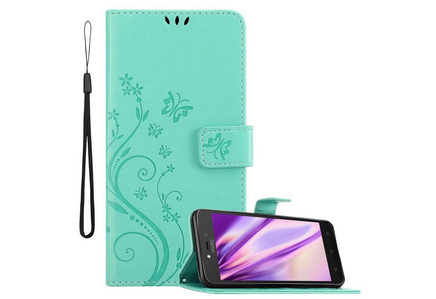 Cadorabo Handyhülle für Motorola MOTO C PLUS Hülle Motorola MOTO C PLUS, Hülle Schutzhülle Blumen Flower mit Standfunktion Kartenfach Magnet Cadorabo Handyhülle für Motorola MOTO C PLUS Hülle Motorola MOTO C PLUS, Hülle Schutzhülle Blumen Flower mit Standfunktion Kartenfach Magnet von Cadorabo