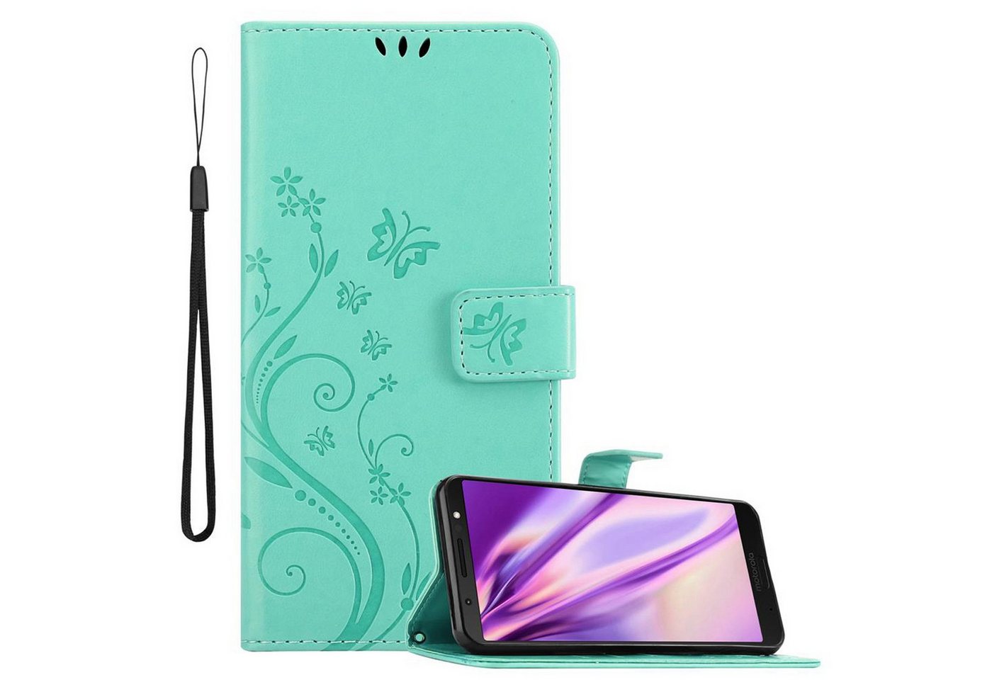 Cadorabo Handyhülle für Motorola MOTO G6 PLUS Hülle Motorola MOTO G6 PLUS, Hülle Schutzhülle Blumen Flower mit Standfunktion Kartenfach Magnet Cadorabo Handyhülle für Motorola MOTO G6 PLUS Hülle Motorola MOTO G6 PLUS, Hülle Schutzhülle Blumen Flower mit Standfunktion Kartenfach Magnet von Cadorabo